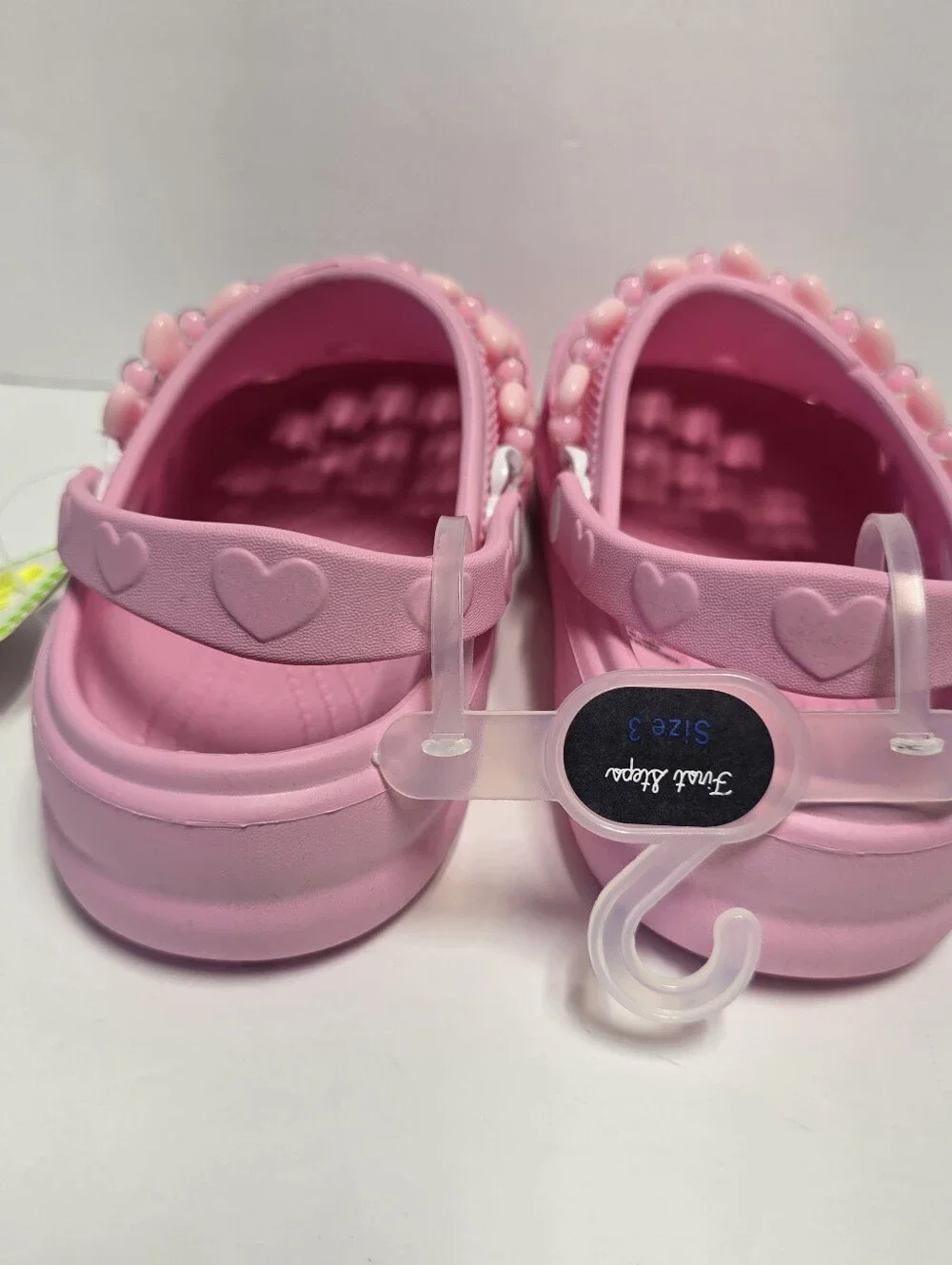 NWT Kids First Steps Pink Jelly Heart Detail Clogs Size 3